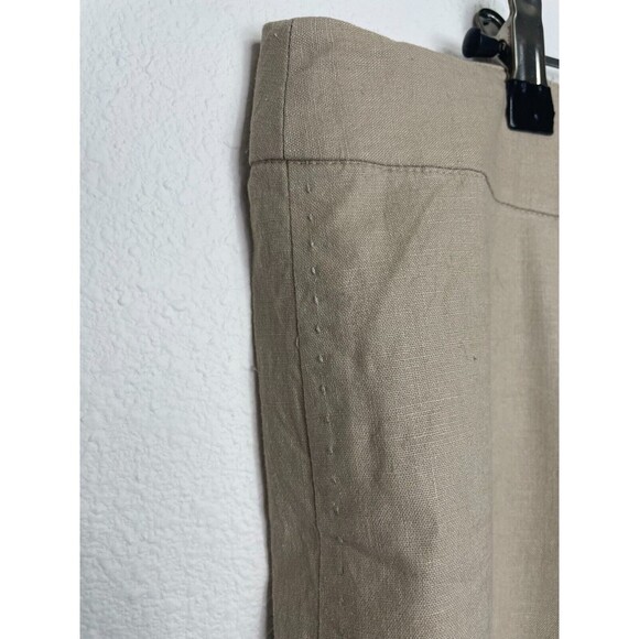Tahari Size 12 Dress Pants Tan Linen Cotton Wide Leg Mid Rise Career - Picture 3 of 11